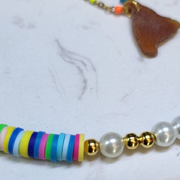 Handmade Doble layer necklace stainless steel and seaglass - Picture 7 of 10